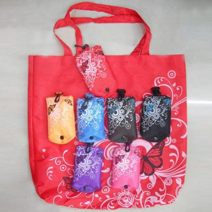 ELECTROPRIME Foldable Shopping Bag Butterfly Flower Oxford Fabric Shoulder Bag Reusable Tote Bag(Red)