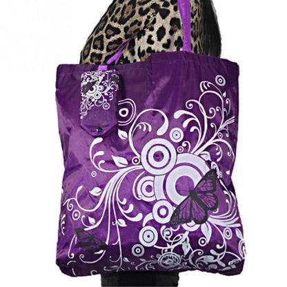 ELECTROPRIME Foldable Shopping Bag Butterfly Flower Oxford Fabric Shoulder Bag Reusable Tote Bag(Sapphire Blue)