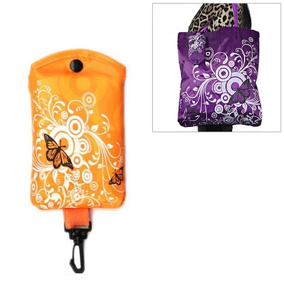 ELECTROPRIME Foldable Shopping Bag Butterfly Flower Oxford Fabric Shoulder Bag Reusable Tote Bag(Orange)