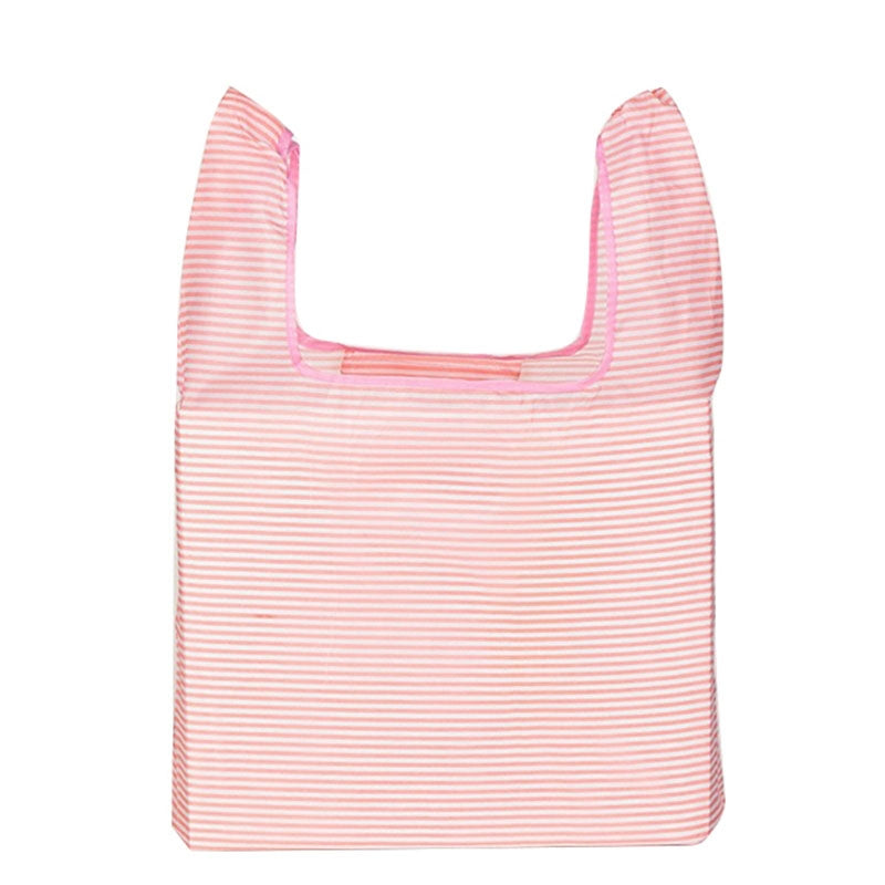 ELECTROPRIME Printing Foldable Shopping Bag Large-Capacity Storage Bags(Pink stripes)