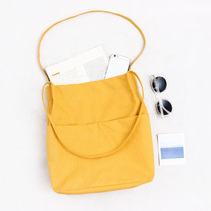 ELECTROPRIME Foldable Student Literary Canvas Shoulder Bag(Yellow)