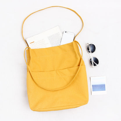 ELECTROPRIME Foldable Student Literary Canvas Shoulder Bag(Yellow)