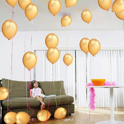 ELECTROPRIME 45 PCS 12 Inch Pearl Latex Balloons Birthday Wedding Party Decor with Colored Ribbon(Pink+gold+silver)