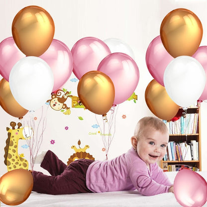 ELECTROPRIME 45 PCS 12 Inch Pearl Latex Balloons Birthday Wedding Party Decor with Colored Ribbon(Pink+gold+silver)