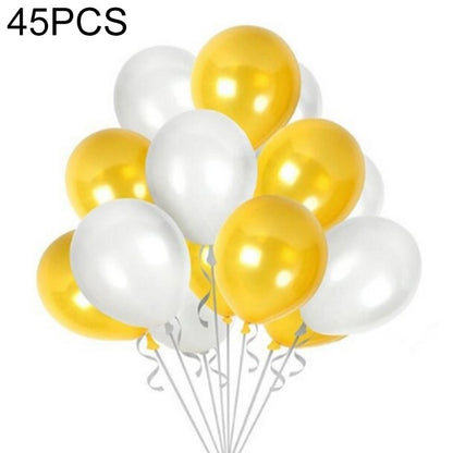ELECTROPRIME 45 PCS 12 Inch Pearl Latex Balloons Birthday Wedding Party Decor with Colored Ribbon(Gold+silver)