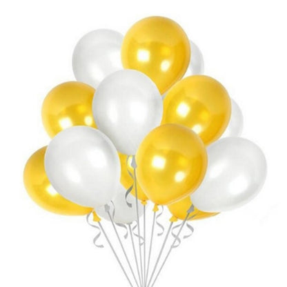 ELECTROPRIME 45 PCS 12 Inch Pearl Latex Balloons Birthday Wedding Party Decor with Colored Ribbon(Gold+silver)