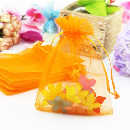 ELECTROPRIME 100 PCS Organza Gift Bags Jewelry Packaging Bag Wedding Party Decoration, Size: 7x9cm(D11 Orange)