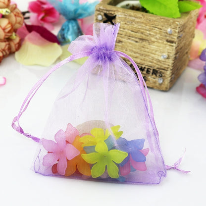 ELECTROPRIME 100 PCS Organza Gift Bags Jewelry Packaging Bag Wedding Party Decoration, Size: 7x9cm(D13 Light Purple)
