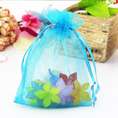 ELECTROPRIME 100 PCS Organza Gift Bags Jewelry Packaging Bag Wedding Party Decoration, Size: 7x9cm(D16 Lake Blue)