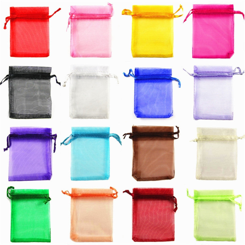 ELECTROPRIME 100 PCS Organza Gift Bags Jewelry Packaging Bag Wedding Party Decoration, Size: 7x9cm(D16 Lake Blue)
