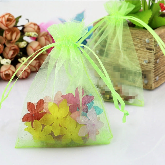 ELECTROPRIME 100 PCS Organza Gift Bags Jewelry Packaging Bag Wedding Party Decoration, Size: 7x9cm(D18 Light Green)