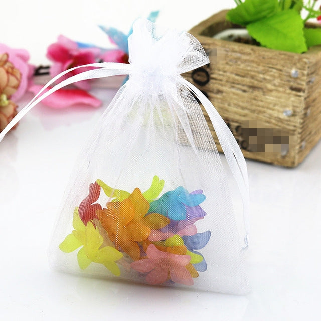 ELECTROPRIME 100 PCS Organza Gift Bags Jewelry Packaging Bag Wedding Party Decoration, Size: 7x9cm(D2 White)