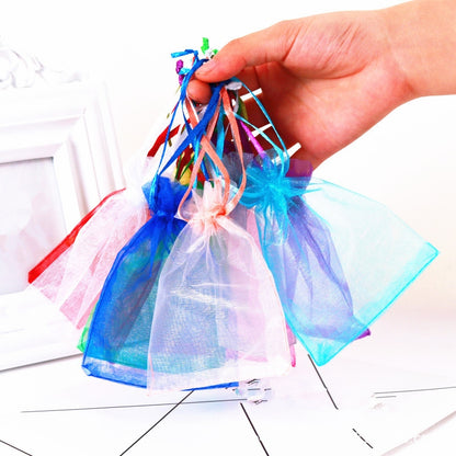 ELECTROPRIME 100 PCS Organza Gift Bags Jewelry Packaging Bag Wedding Party Decoration, Size: 7x9cm(D5 Silver Rrey)