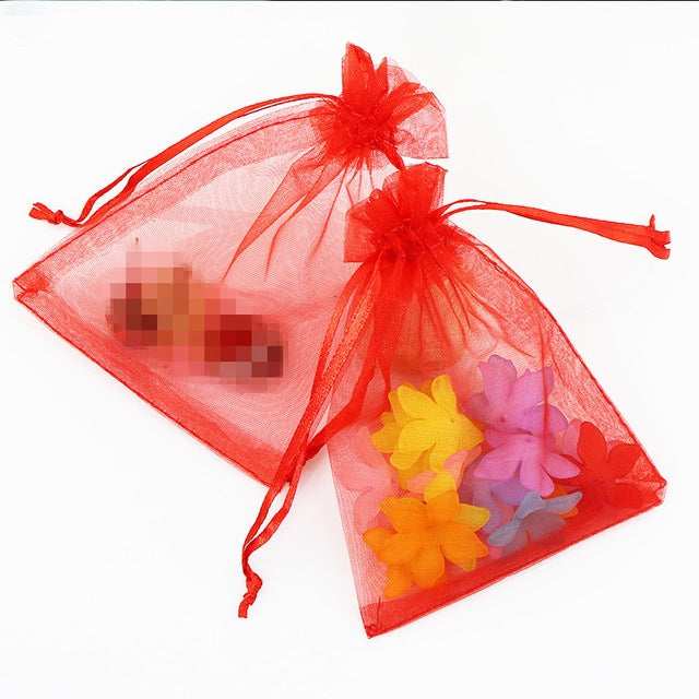 ELECTROPRIME 100 PCS Organza Gift Bags Jewelry Packaging Bag Wedding Party Decoration, Size: 7x9cm(D6 Red)