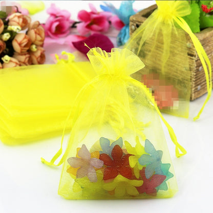 ELECTROPRIME 100 PCS Organza Gift Bags Jewelry Packaging Bag Wedding Party Decoration, Size: 7x9cm(D10 Yellow)