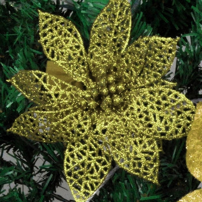 ELECTROPRIME 10 PCS 15cm Simulation Hollow Artificial Flower Children Birthday Party Decoration New Year Christmas Decor(Green)