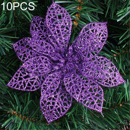 ELECTROPRIME 10 PCS 15cm Simulation Hollow Artificial Flower Children Birthday Party Decoration New Year Christmas Decor(Purple)