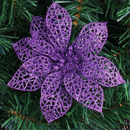 ELECTROPRIME 10 PCS 15cm Simulation Hollow Artificial Flower Children Birthday Party Decoration New Year Christmas Decor(Purple)
