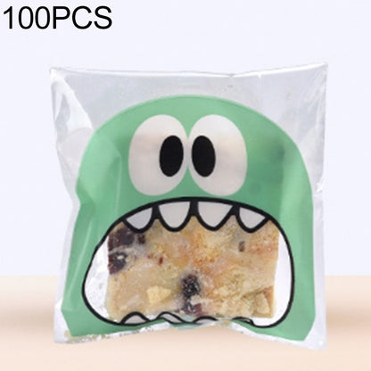 ELECTROPRIME 100 PCS Cute Big Teech Mouth Monster Plastic Bag Wedding Birthday Cookie Candy Gift OPP Packaging Bags, Gift Bag Size:7x7cm(Green)