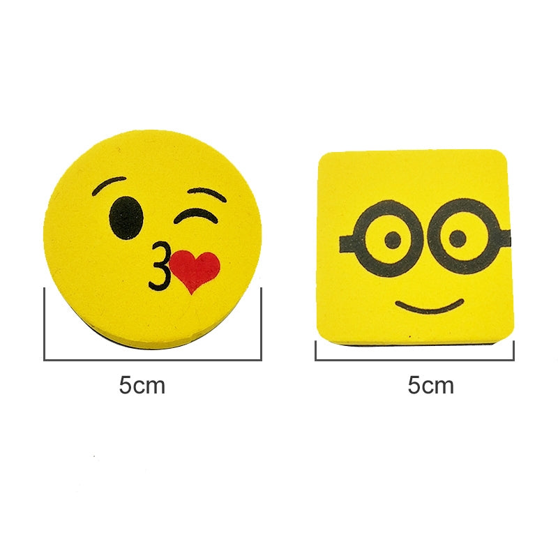 ELECTROPRIME 3 PCS Yellow Smile Face Whiteboard Eraser Magnetic Board Erasers Wipe Dry School Blackboard Marker Cleaner 6 Styles Random Color Delivery