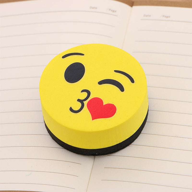 ELECTROPRIME 3 PCS Yellow Smile Face Whiteboard Eraser Magnetic Board Erasers Wipe Dry School Blackboard Marker Cleaner 6 Styles Random Color Delivery