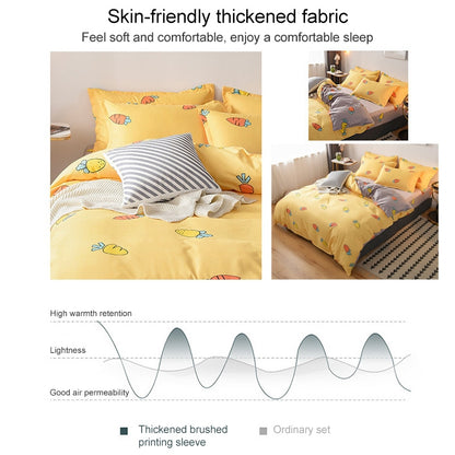 ELECTROPRIME Simple Cotton Grinding Bed Four-Piece Duvet Cover Sheet Pillowcase, Size:150x200cm(Strawberry Sweetheart)