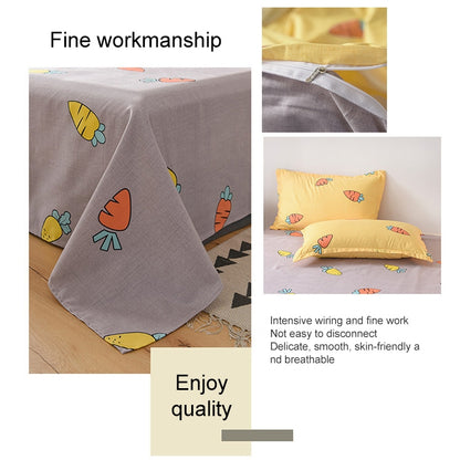 ELECTROPRIME Simple Cotton Grinding Bed Four-Piece Duvet Cover Sheet Pillowcase, Size:150x200cm(Strawberry Sweetheart)