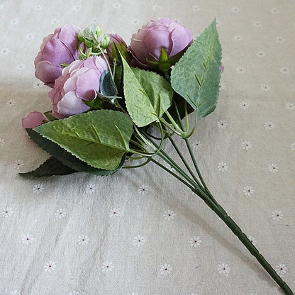 ELECTROPRIME Beautiful Rose Peony Artificial Silk Flowers Small Bouquet Fores Home Party Spring Wedding Decoration Fake Flower(Pink)