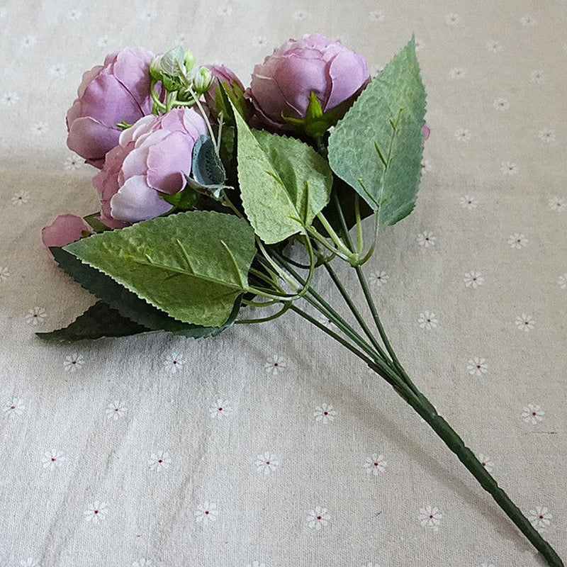 ELECTROPRIME Beautiful Rose Peony Artificial Silk Flowers Small Bouquet Fores Home Party Spring Wedding Decoration Fake Flower(Dark Pink)
