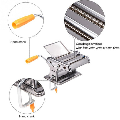 ELECTROPRIME Household Stainless Steel Pasta Making Machine Manual Noodle Maker Spaghetti Hand Cutter