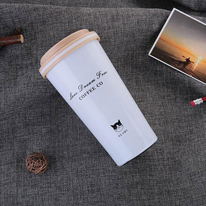 ELECTROPRIME 500ML Portable Stainless Steel Creative Gift Coffee Cup Office Vacuum Thermos Mug(White)