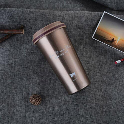 ELECTROPRIME 500ML Portable Stainless Steel Creative Gift Coffee Cup Office Vacuum Thermos Mug(Coffee)