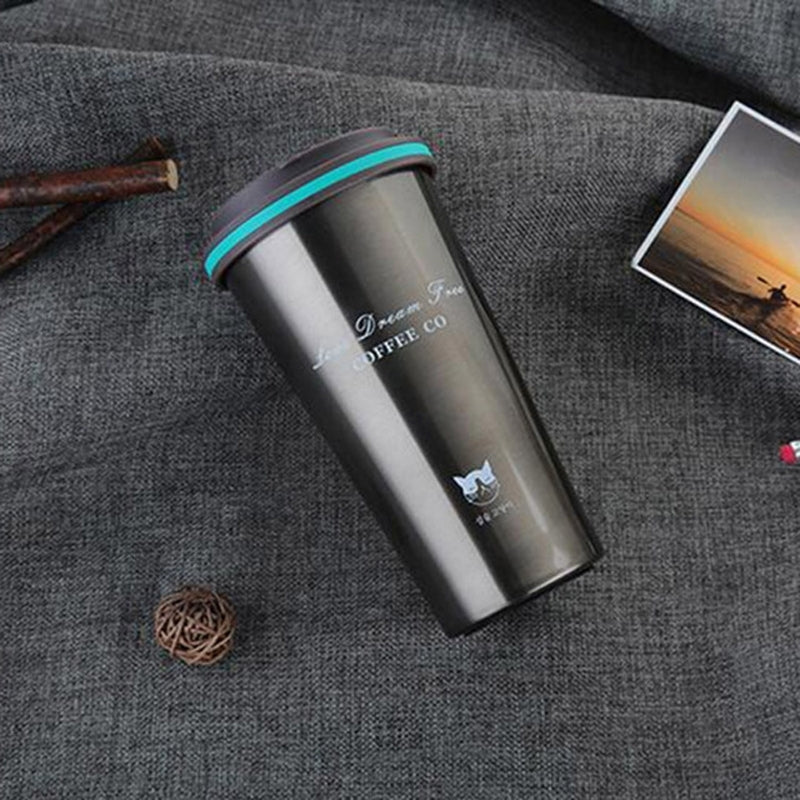 ELECTROPRIME 500ML Portable Stainless Steel Creative Gift Coffee Cup Office Vacuum Thermos Mug(Navy Blue)