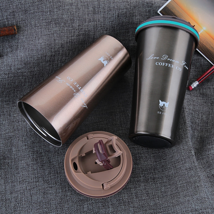 ELECTROPRIME 500ML Portable Stainless Steel Creative Gift Coffee Cup Office Vacuum Thermos Mug(Navy Blue)