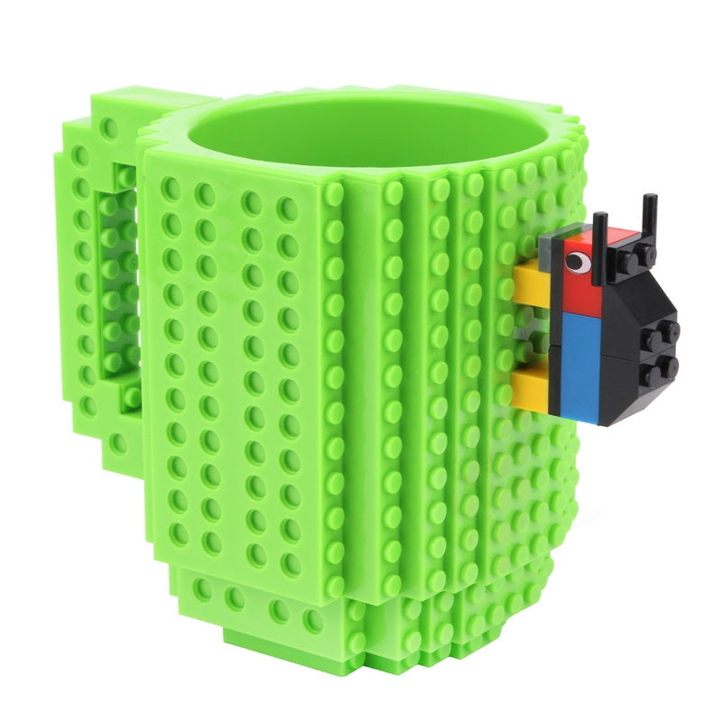 ELECTROPRIME Building Blocks Design Creative Milk Mug Coffee Cup Build-on Brick Drinking Water Holder, Value:301-400ml(Green)