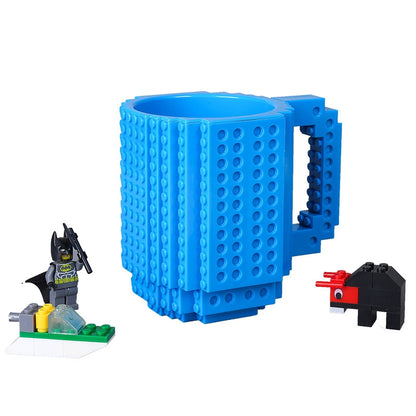 ELECTROPRIME Building Blocks Design Creative Milk Mug Coffee Cup Build-on Brick Drinking Water Holder, Value:301-400ml(Blue)