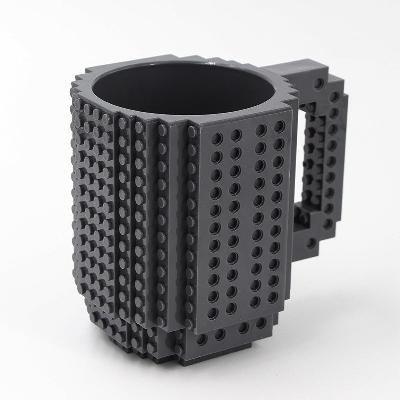 ELECTROPRIME Building Blocks Design Creative Milk Mug Coffee Cup Build-on Brick Drinking Water Holder, Value:301-400ml(Light Grey)