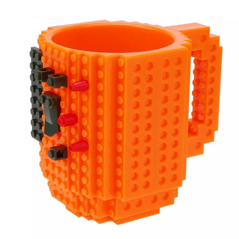 ELECTROPRIME Building Blocks Design Creative Milk Mug Coffee Cup Build-on Brick Drinking Water Holder, Value:301-400ml(Orange)