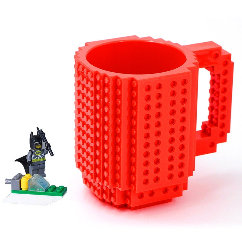 ELECTROPRIME Building Blocks Design Creative Milk Mug Coffee Cup Build-on Brick Drinking Water Holder, Value:301-400ml(Red)