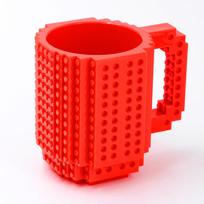ELECTROPRIME Building Blocks Design Creative Milk Mug Coffee Cup Build-on Brick Drinking Water Holder, Value:301-400ml(Red)