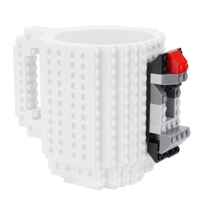 ELECTROPRIME Building Blocks Design Creative Milk Mug Coffee Cup Build-on Brick Drinking Water Holder, Value:301-400ml(White)