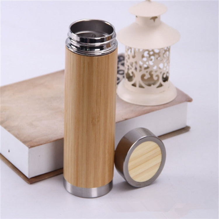 ELECTROPRIME Creative Bamboo Thermos Bottle Stainless Steel Vacuum Flask, Capacity:450ml, Style: Stainless Steel