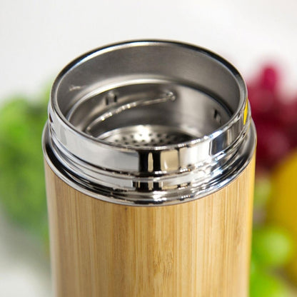 ELECTROPRIME Creative Bamboo Thermos Bottle Stainless Steel Vacuum Flask, Capacity:450ml, Style: Stainless Steel