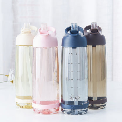 ELECTROPRIME 1000ml Outdoor Water Bottle Sports Bottles Hiking Camping Plastic Bottle with Straw(Coffee)