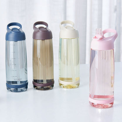 ELECTROPRIME 1000ml Outdoor Water Bottle Sports Bottles Hiking Camping Plastic Bottle with Straw(Coffee)