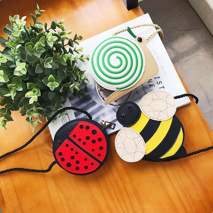 ELECTROPRIME Baby Girls Tassel Purse handbag Kids Cross-body shoulder bag Gifts Cartoon Animals Bag(Ladybug)