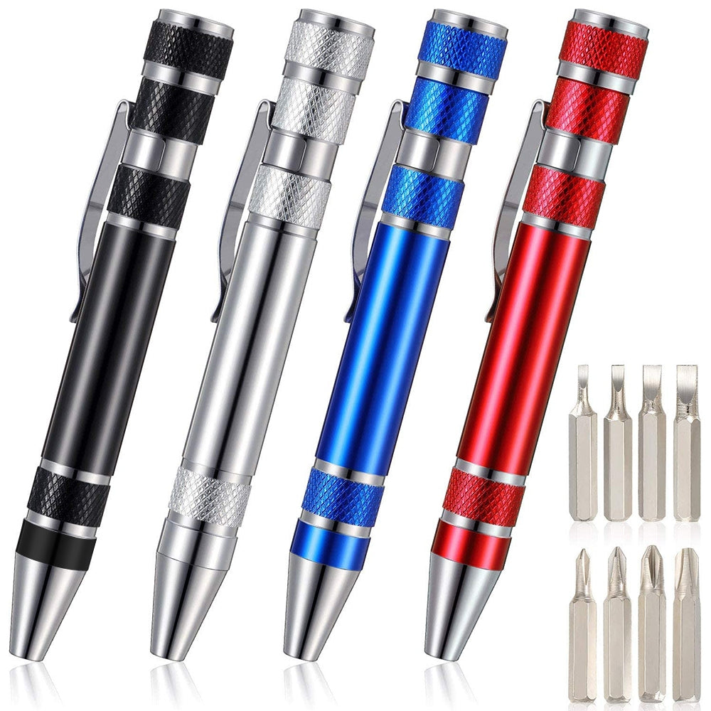 ELECTROPRIME 8 In 1 Multifunctional Mini Aluminum Tool Pen Screwdriver Set(Silver)