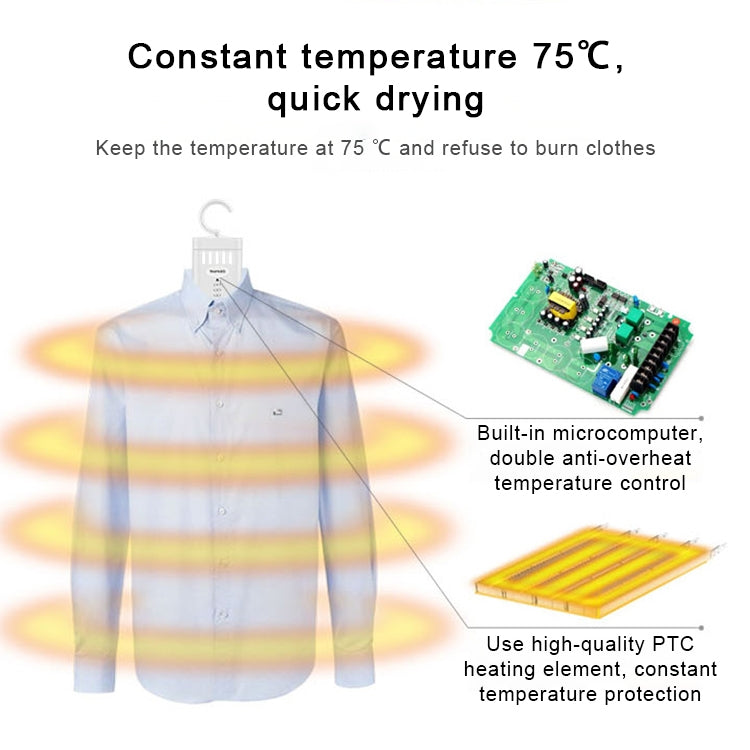 ELECTROPRIME Clothes Dryer Multi-functional Heater Anti-moisture Mildew Removal Sterilization Dry Hanger, CN Plug
