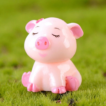 ELECTROPRIME 5 PCS Piglet Family Cartoon Resin Crafts, Style: Beauty Pig