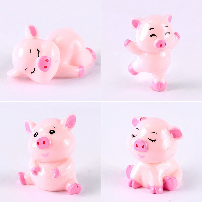 ELECTROPRIME 5 PCS Piglet Family Cartoon Resin Crafts, Style: Beauty Pig